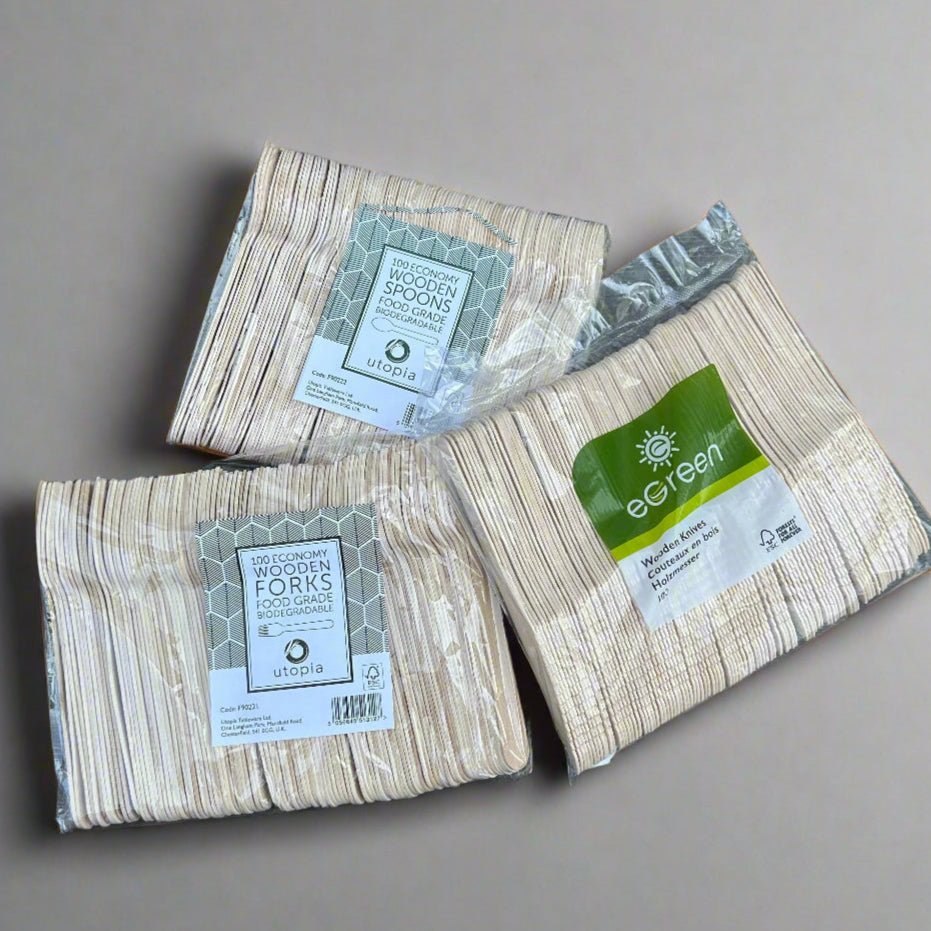 Wooden Knives – Pack of 100 | Eco - Friendly Disposable Cutlery - Cleaning Products UK