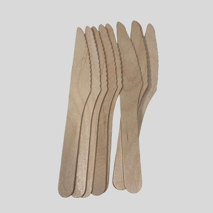 Wooden Knives – Pack of 100 | Eco - Friendly Disposable Cutlery - Cleaning Products UK