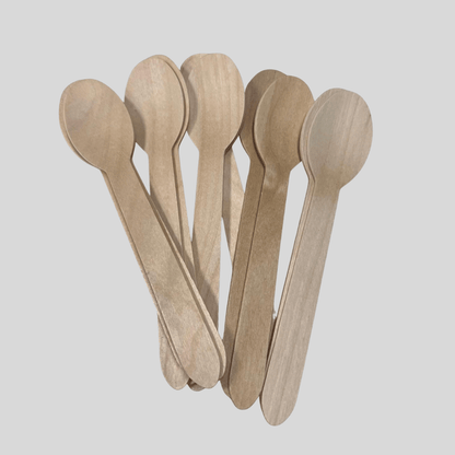 Wooden Spoons – Pack of 100 - Eco - Friendly Disposable Cutlery - Cleaning Products UK