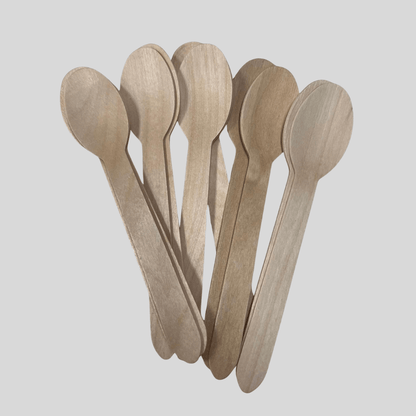 Wooden Spoons – Pack of 100 - Eco - Friendly Disposable Cutlery - Cleaning Products UK