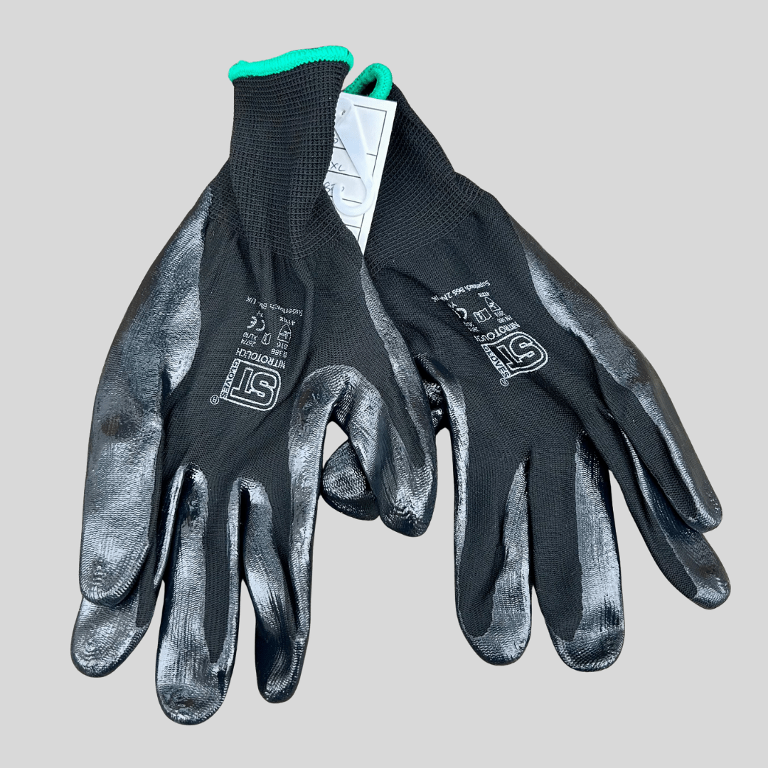 XLARGE Nitrotouch Black Nylon/Nitrile Gloves - PAIR - Cleaning Products UK