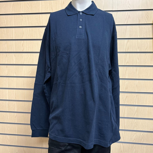 XLarge Unisex Navy Long Sleeve Polo Shirt (B&C Collection) - Cleaning Products UK