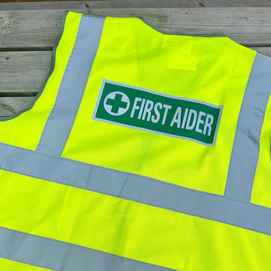 XLarge Yellow Hivis Vest "First Aider" - Cleaning Products UK