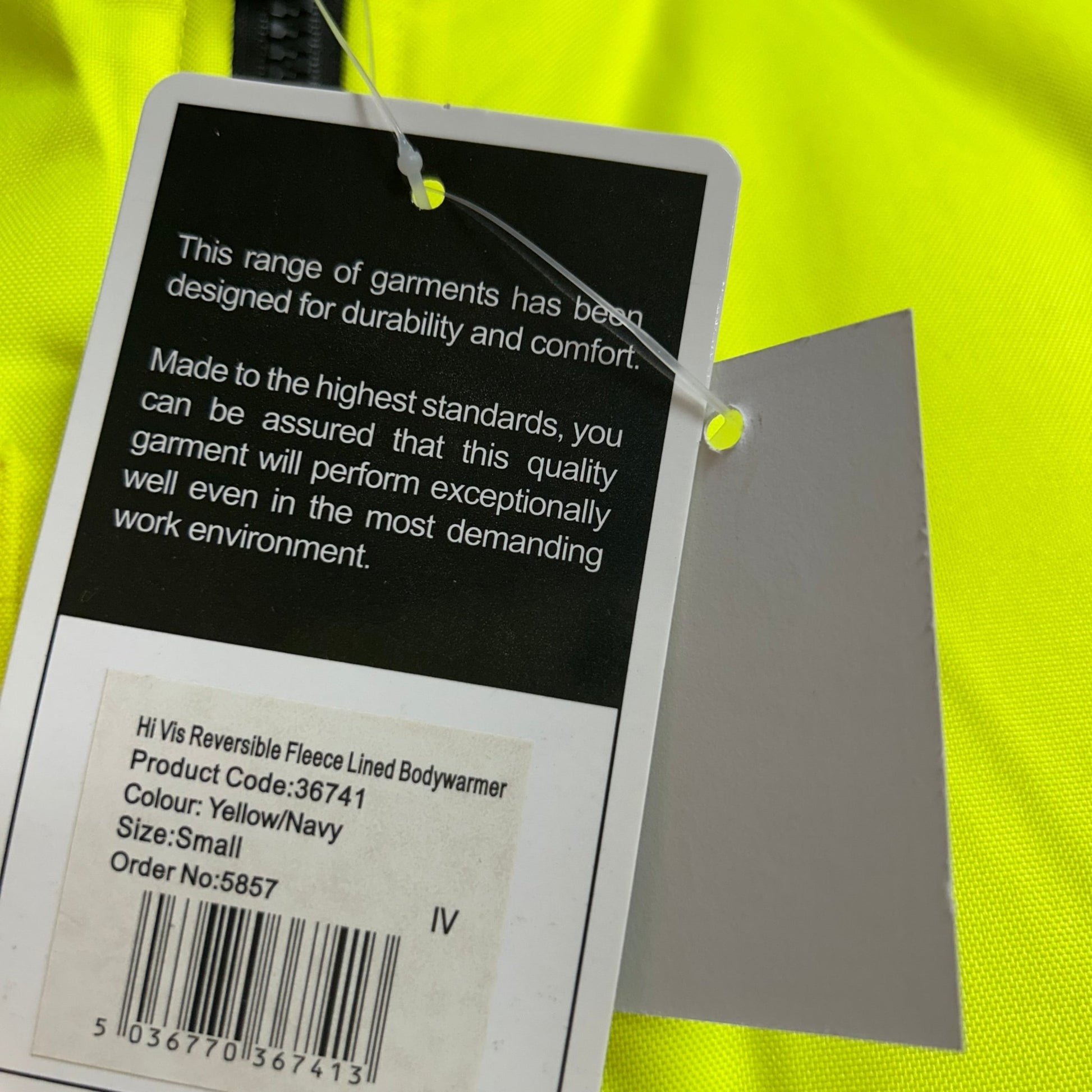 Yellow Small Hi Vis Interactive Bodywarmer – Reversible Navy Inside - Cleaning Products UK