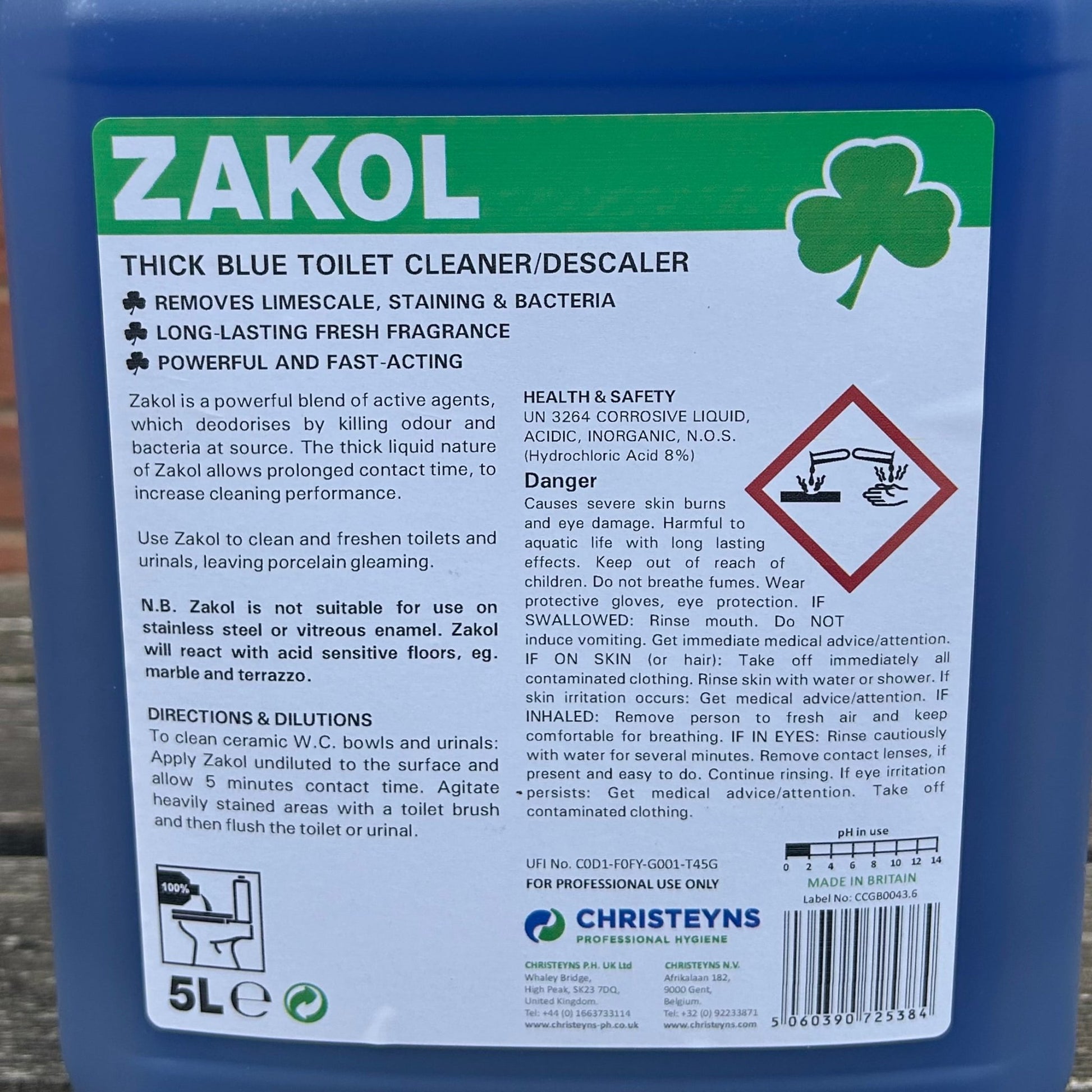 Zakol Toilet Cleaner and Descaler 5ltr - Cleaning Products UK