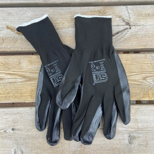 LARGE Nitrotouch Black Nylon/Nitrile Gloves - PAIR